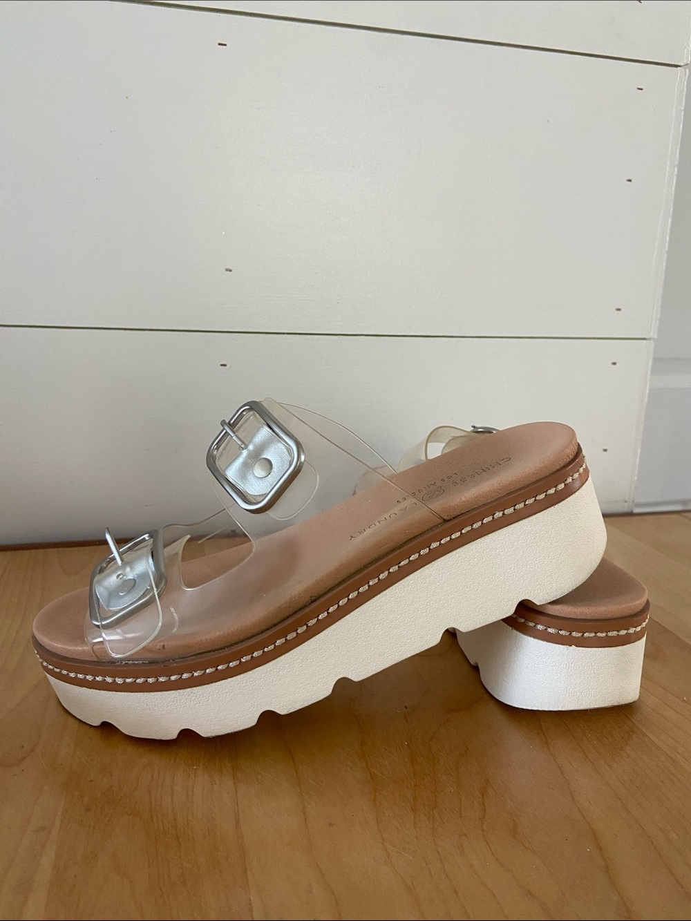 Chinese Laundry Clear Strap Platform Slide Sandals - Transparent/Tan - Picture 7 of 9